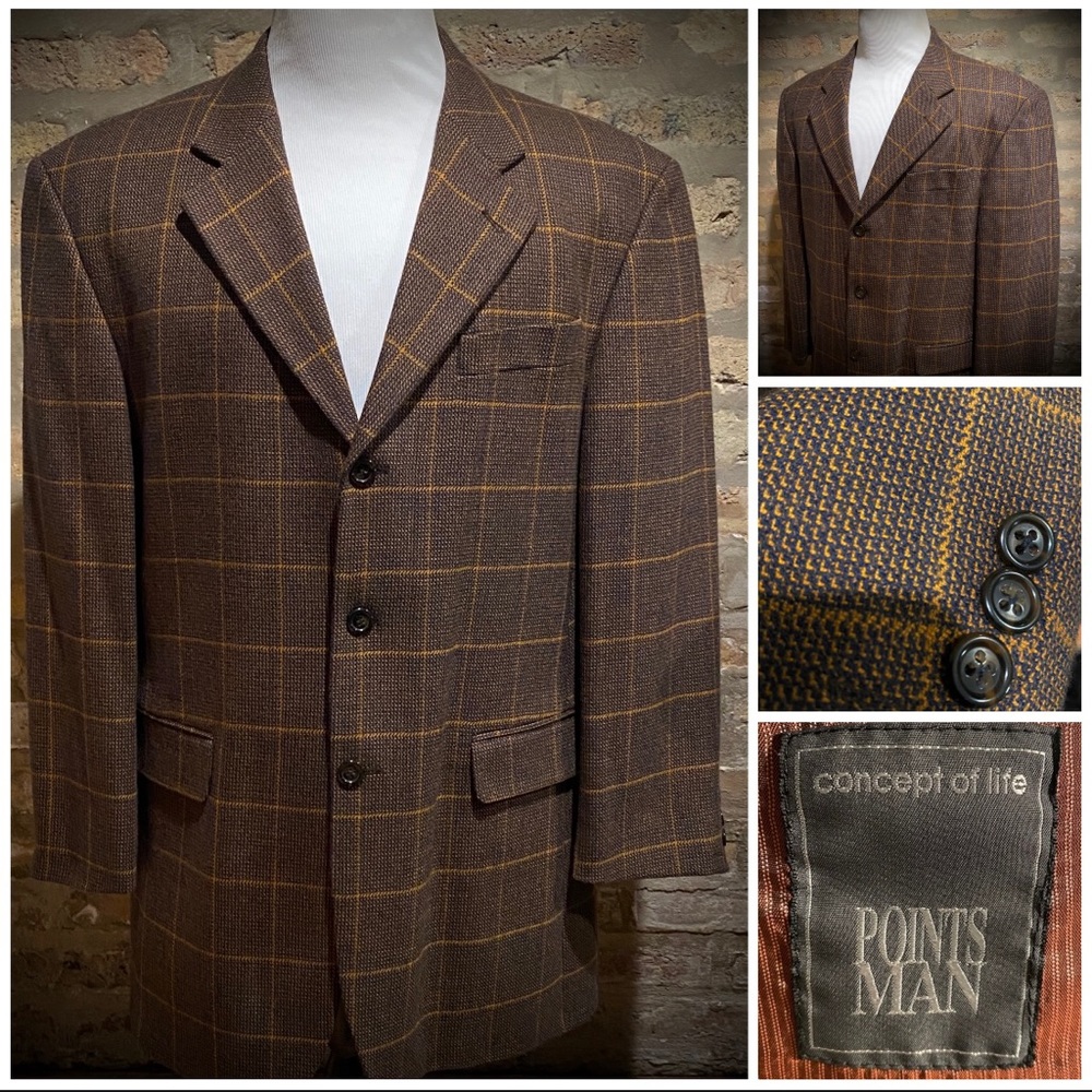 42R Calvino Vitale Windowpane Virgin Wool Made in 🇮🇹 Florence